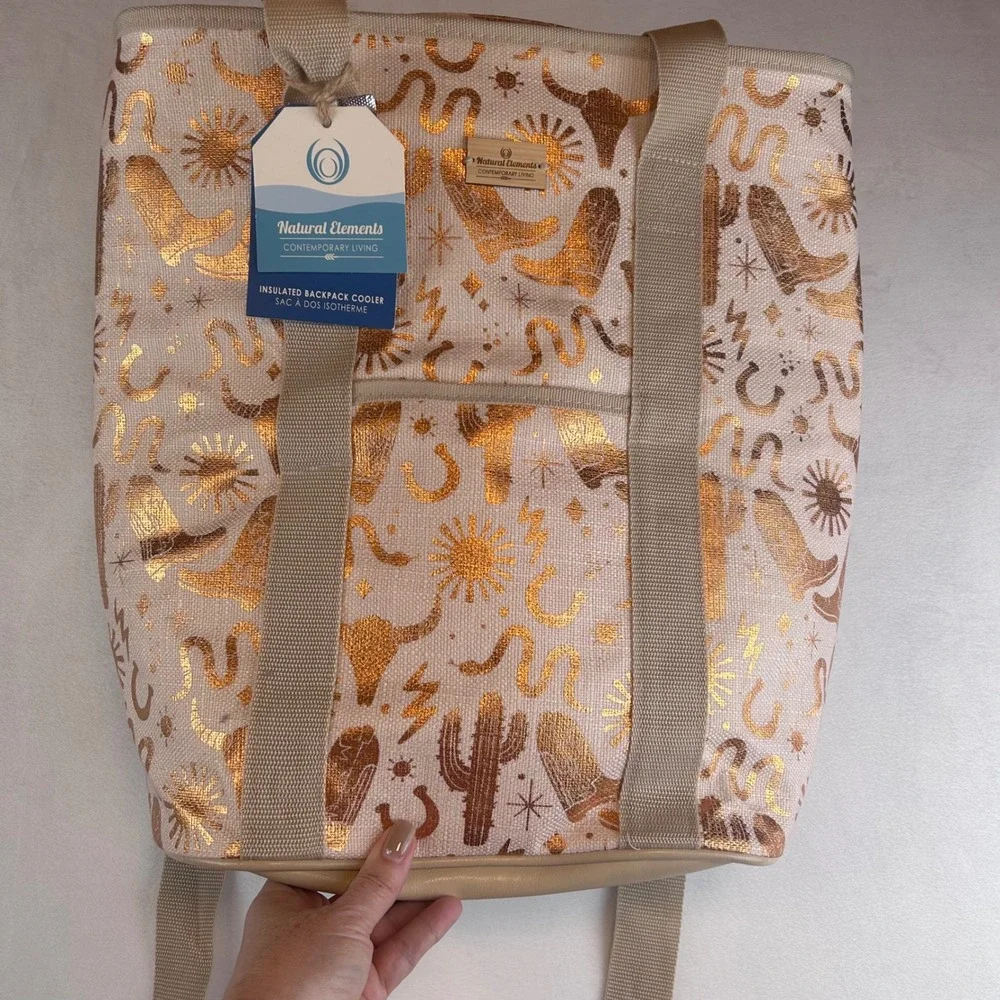Natural Elements Insulated‎ Backpack Cooler Bag Western Cowgirl Boots New NWT